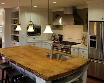 Reclaimed wood used for kitchen countertop