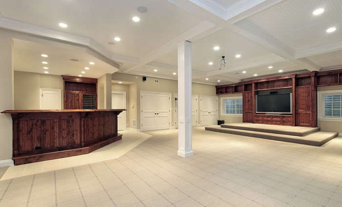 basement with large open space in Roswell, Georgia