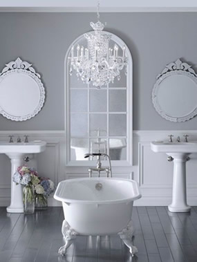 Tub With Chandelier Marietta Georgia Bathroom